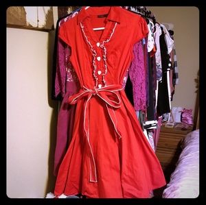 EUC Heart Button Vintage 50's Swing Dress